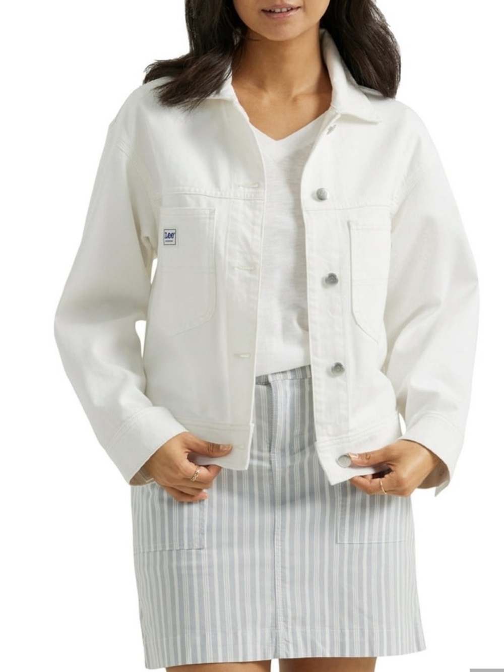NWT Lee Women's Heritage Cropped Jacket Off White Size XXXL